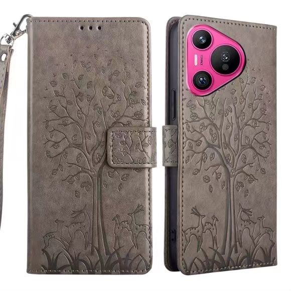 Wallet Leather Cover For Huawei Pura 70, Magnetic Closure with Hand Strap