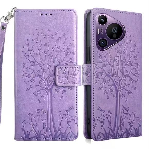 Wallet Leather Cover For Huawei Pura 70 Pro/ Pura 70 Pro+ , Magnetic Closure with Hand Strap