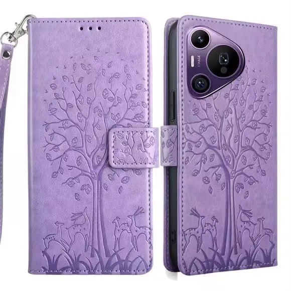 Wallet Leather Cover For Huawei Pura 70 Pro/ Pura 70 Pro+ , Magnetic Closure with Hand Strap
