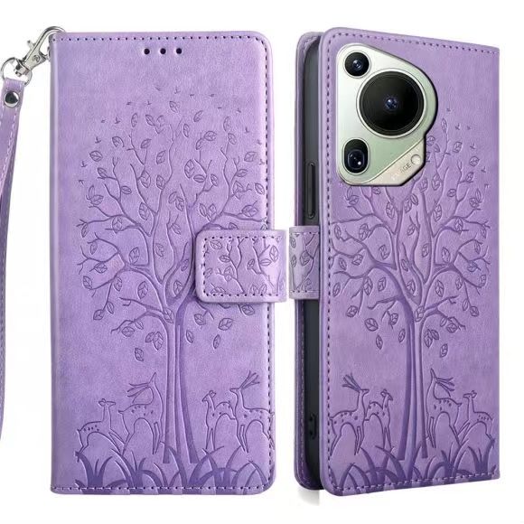 Wallet Leather Cover For Huawei Pura 70 Ultra , Magnetic Closure with Hand Strap