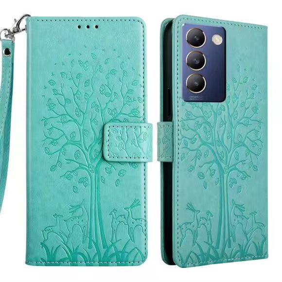 Wallet Leather Cover For Vivo Y100 4G , Magnetic Closure with Hand Strap