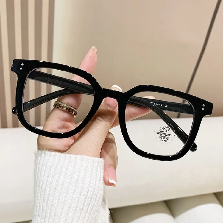 New TR90 Large Frame Eyeglasses Frame Fashion Flat Glasses Men and Women Anti-blue Light Glasses Myopia Glasses