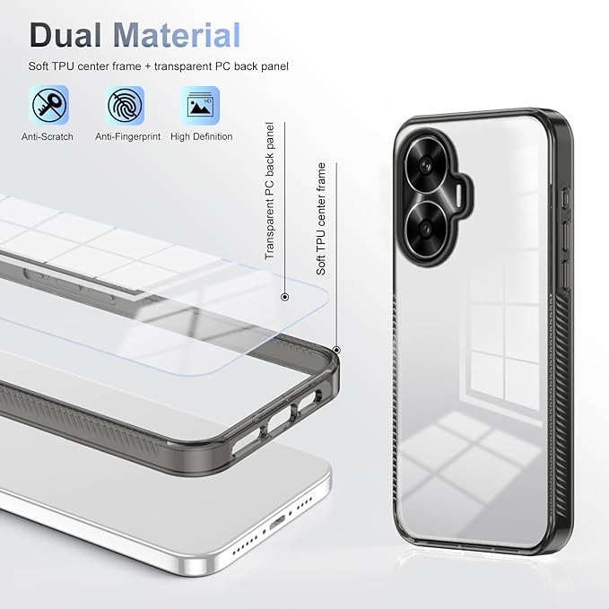 Phone Case For OPPO Realme C55, Hard Acrylic PC, Ultra Thin Protective Back Cover, Anti-Scratch Shock Absorbing Cover Compatible with Realme C55