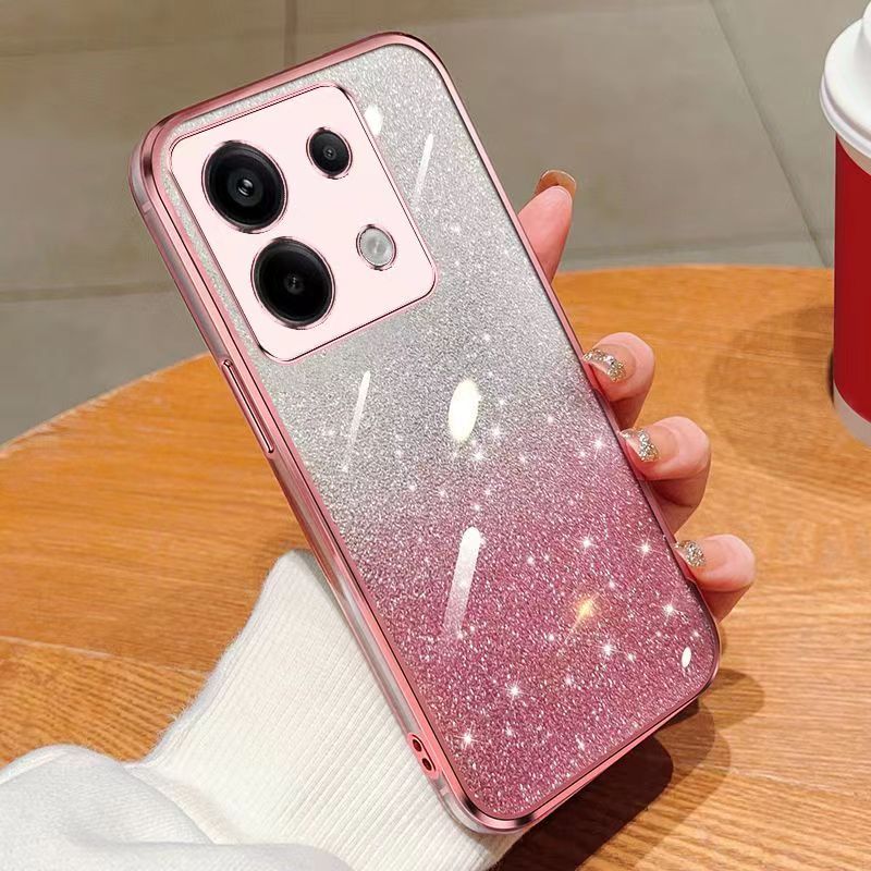 New - Transparent With Glitter Paper 2 in 1 Precision Hole Lens Phone Case (For Xiaomi Redmi Note 13 Pro -5G/ POCO X6 -5G) Pearl Bear Support Protective Back Cover