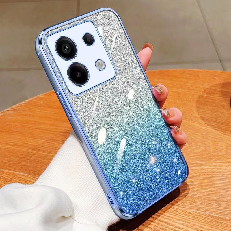 New - Transparent With Glitter Paper 2 in 1 Precision Hole Lens Phone Case (For Xiaomi Redmi Note 13 Pro -5G/ POCO X6 -5G) Pearl Bear Support Protective Back Cover