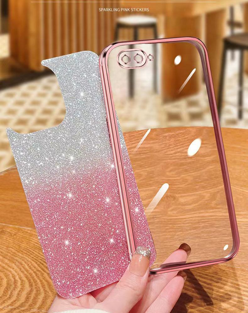 New - Transparent With Glitter Paper 2 in 1 Precision Hole Lens Phone Case (For OPPO A5/ OPPO A3s/ OPPO A12e) Pearl Bear Support Protective Back Cover