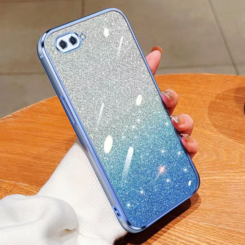New - Transparent With Glitter Paper 2 in 1 Precision Hole Lens Phone Case (For OPPO A5/ OPPO A3s/ OPPO A12e) Pearl Bear Support Protective Back Cover