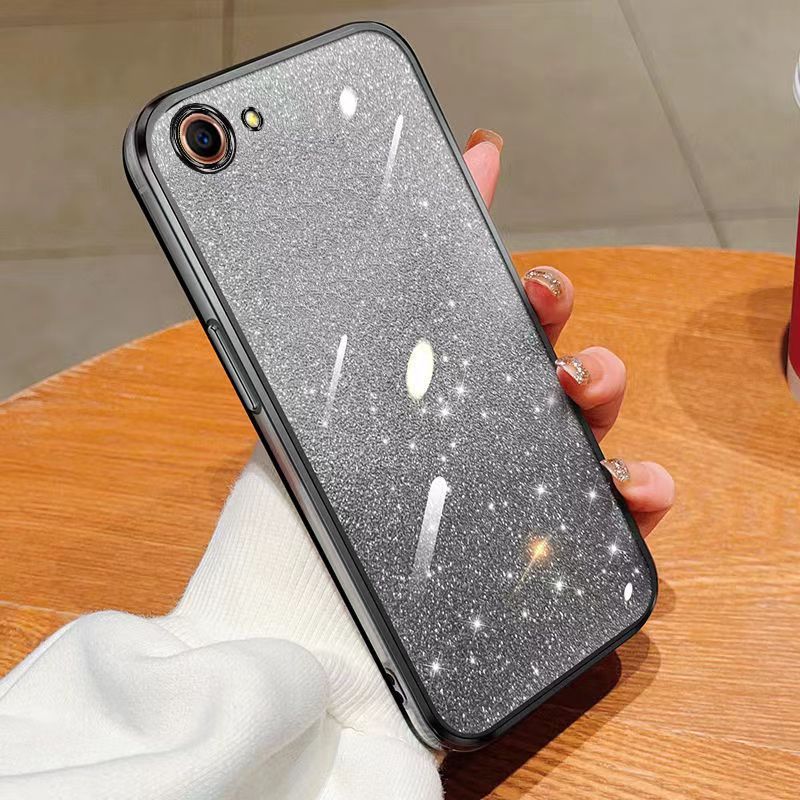 New - Transparent With Glitter Paper 2 in 1 Precision Hole Lens Phone Case (For OPPO A83) Pearl Bear Support Protective Back Cover