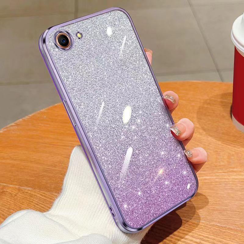 New - Transparent With Glitter Paper 2 in 1 Precision Hole Lens Phone Case (For OPPO A83) Pearl Bear Support Protective Back Cover