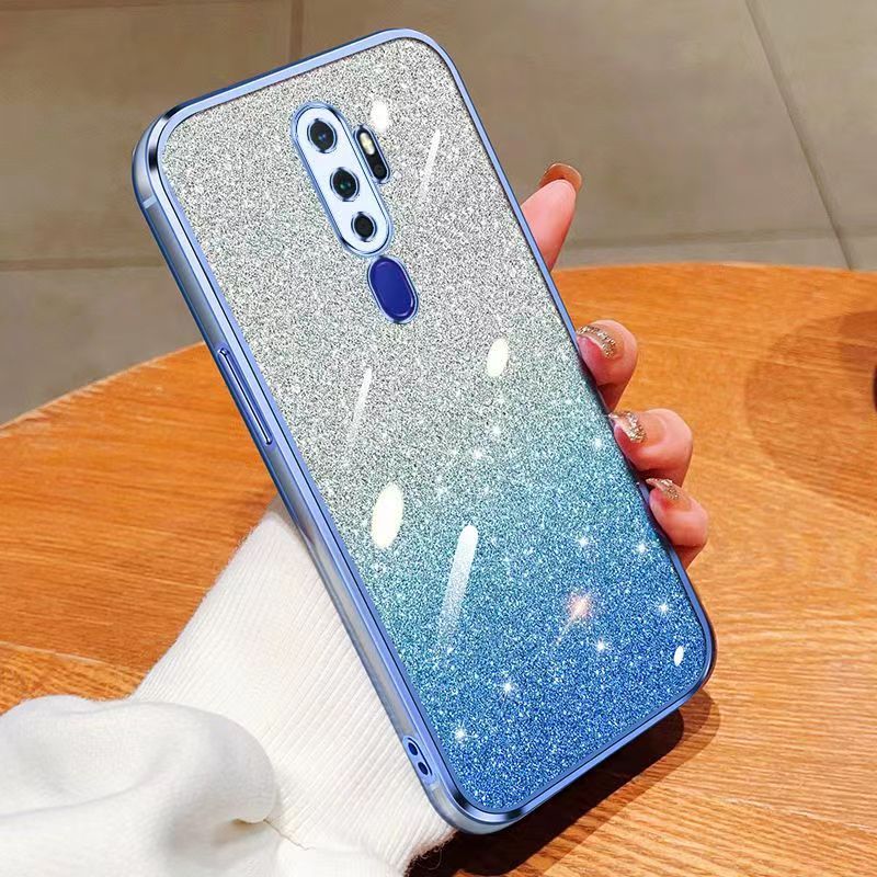 New - Transparent With Glitter Paper 2 in 1 Precision Hole Lens Phone Case (For OPPO A11/A11X/A9 2020/A5 2020) Pearl Bear Support Protective Back Cover