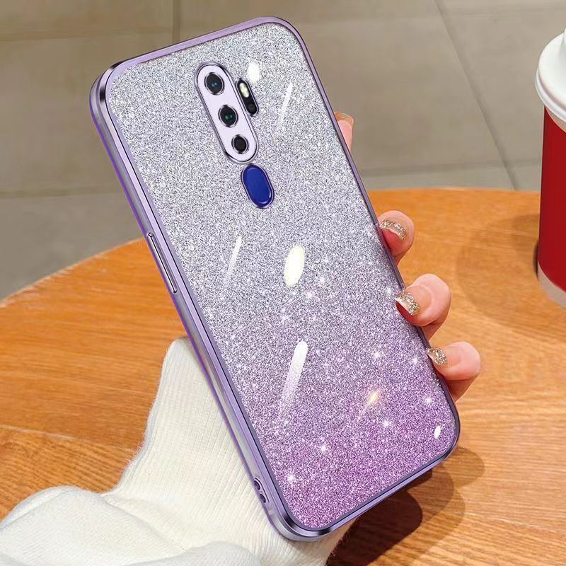 New - Transparent With Glitter Paper 2 in 1 Precision Hole Lens Phone Case (For OPPO A11/A11X/A9 2020/A5 2020) Pearl Bear Support Protective Back Cover