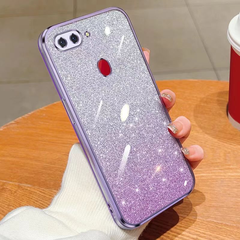New - Transparent With Glitter Paper 2 in 1 Precision Hole Lens Phone Case (For OPPO R15) Pearl Bear Support Protective Back Cover