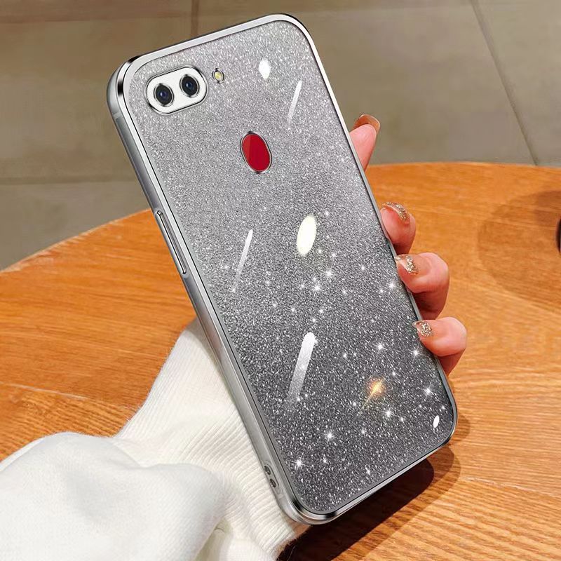 New - Transparent With Glitter Paper 2 in 1 Precision Hole Lens Phone Case (For OPPO R15) Pearl Bear Support Protective Back Cover