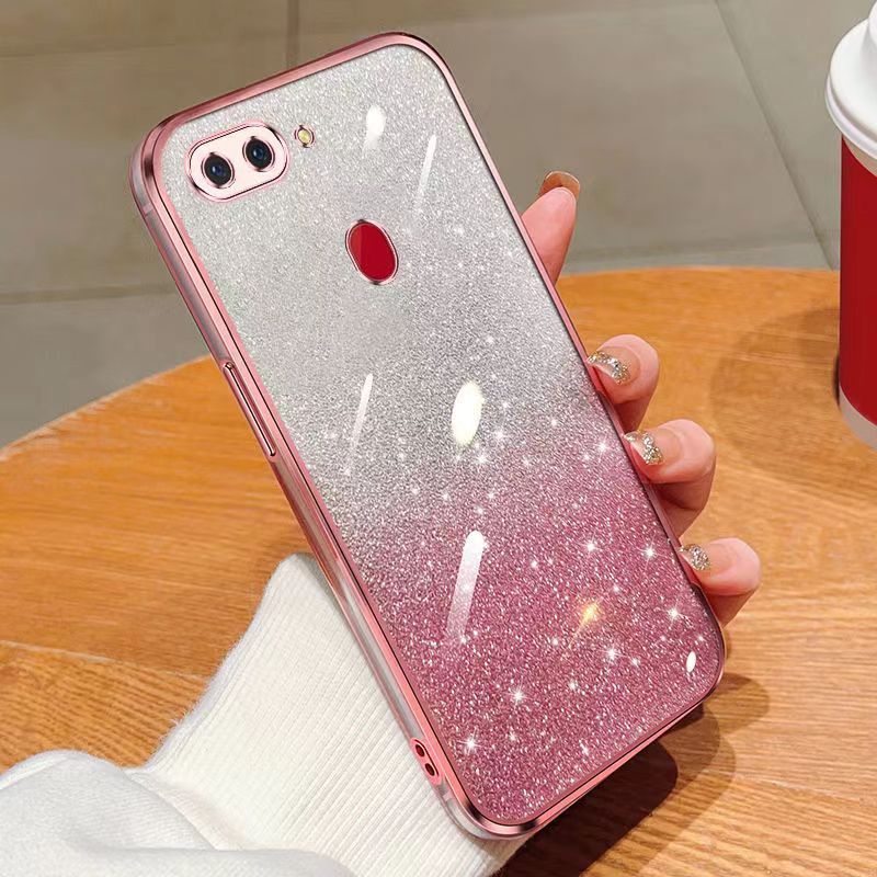 New - Transparent With Glitter Paper 2 in 1 Precision Hole Lens Phone Case (For OPPO R15) Pearl Bear Support Protective Back Cover