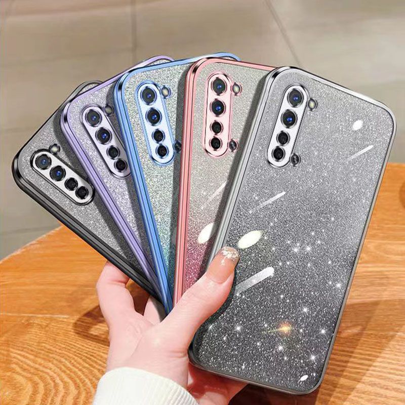 New - Transparent With Glitter Paper 2 in 1 Precision Hole Lens Phone Case (For OPPO Reno 3 -5G) Pearl Bear Support Protective Back Cover