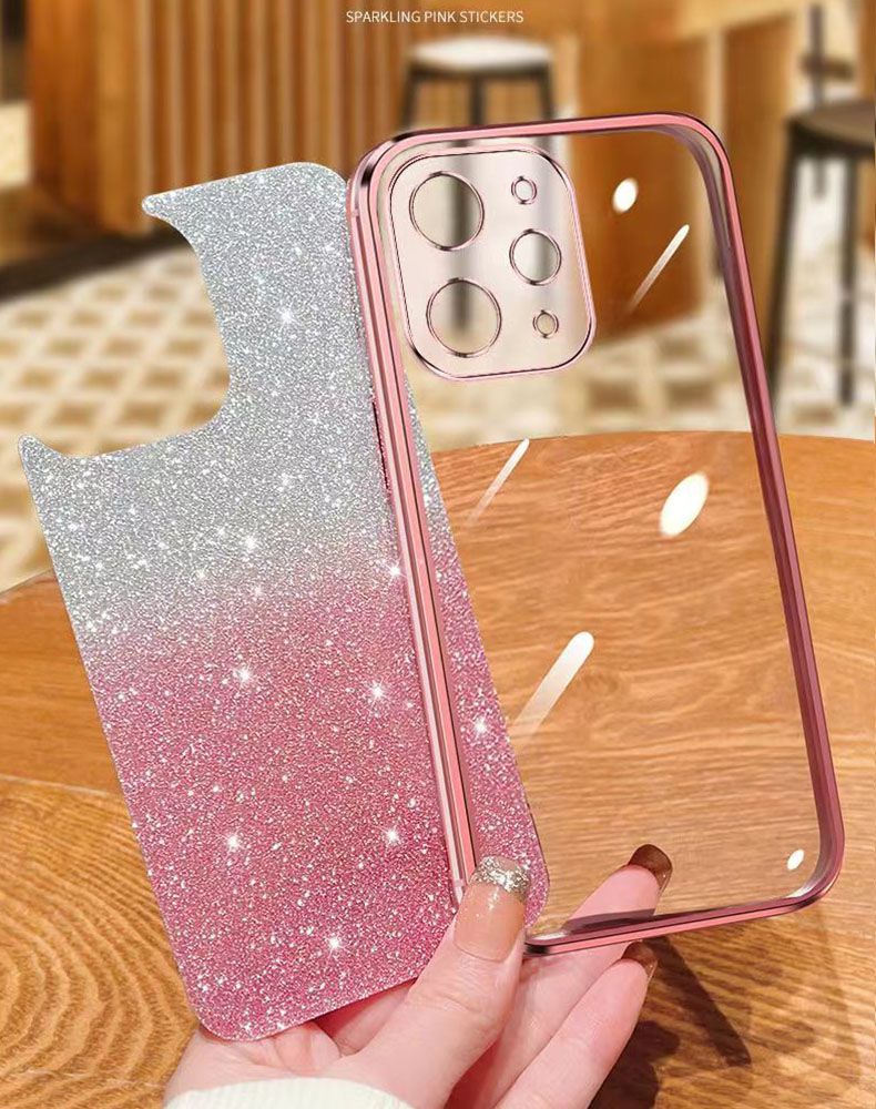 New - Transparent With Glitter Paper 2 in 1 Precision Hole Lens Phone Case (For Xiaomi Redmi 12 -4G ) Pearl Bear Support Protective Back Cover