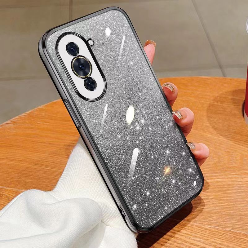 New - Transparent With Glitter Paper 2 in 1 Precision Hole Lens Phone Case (For Huawei Nova 10 Pro) Pearl Bear Support Protective Back Cover