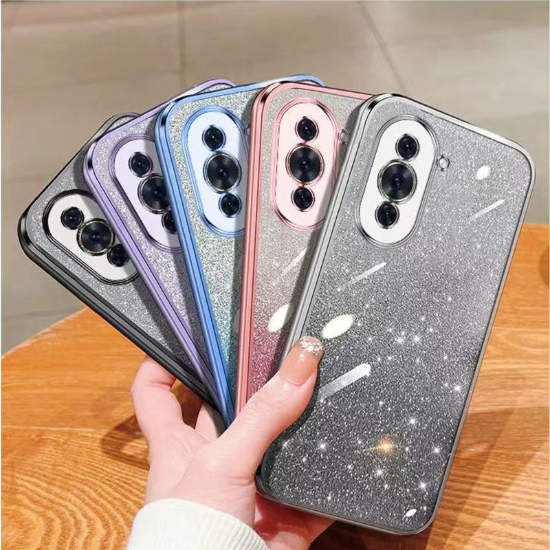 New - Transparent With Glitter Paper 2 in 1 Precision Hole Lens Phone Case (For Huawei Nova 10 Pro) Pearl Bear Support Protective Back Cover
