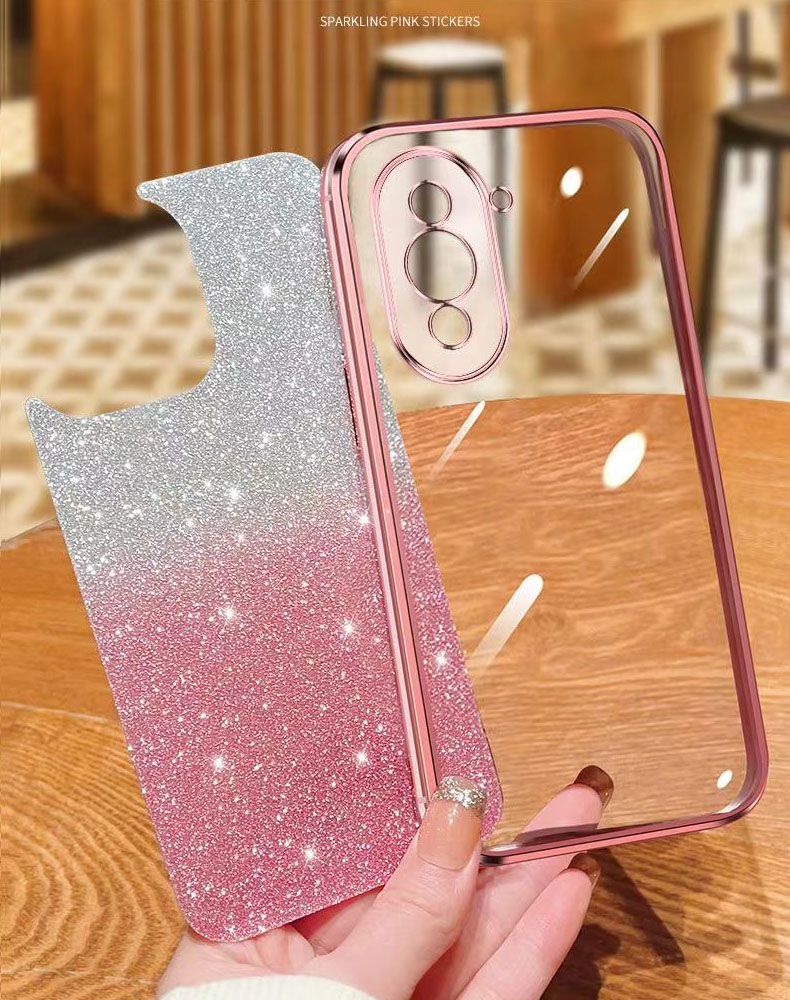 New - Transparent With Glitter Paper 2 in 1 Precision Hole Lens Phone Case (For Huawei Nova 10 Pro) Pearl Bear Support Protective Back Cover