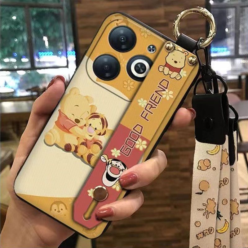 3D Cool Fashion Trendy Wristband Phone Case For itel P55 -4G Hand Strap Soft Holder Cover & Lanyard