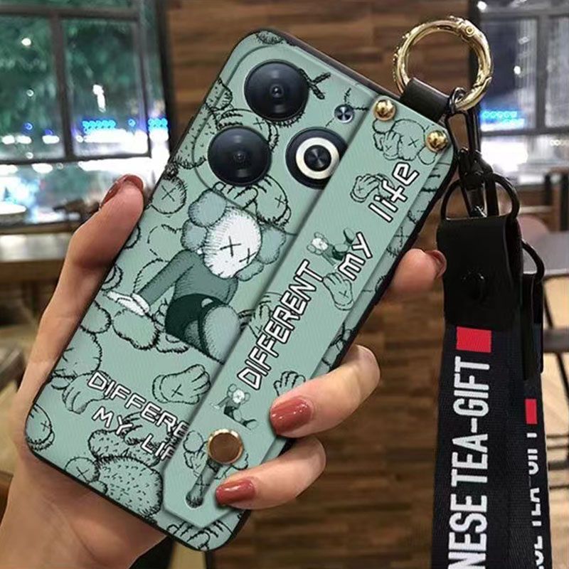 3D Cool Fashion Trendy Wristband Phone Case For itel P55 -4G Hand Strap Soft Holder Cover & Lanyard