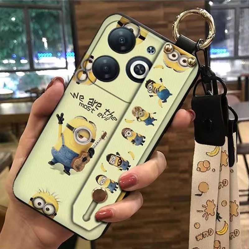 3D Cool Fashion Trendy Wristband Phone Case For itel P55 -4G Hand Strap Soft Holder Cover & Lanyard