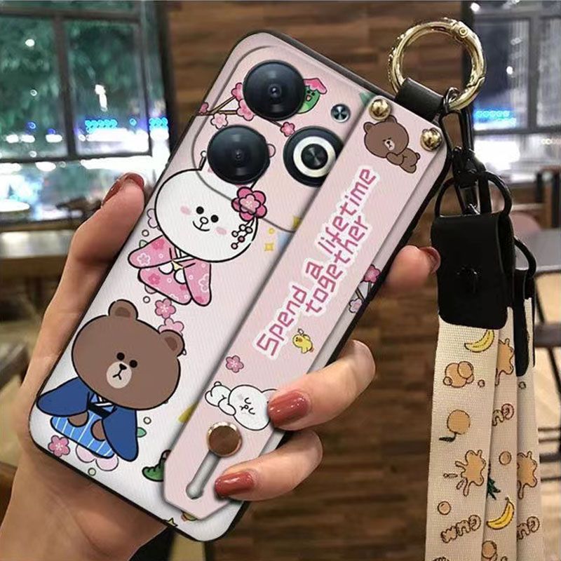 3D Cool Fashion Trendy Wristband Phone Case For itel P55 -4G Hand Strap Soft Holder Cover & Lanyard