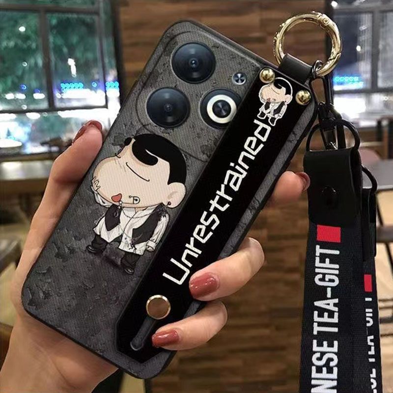 3D Cool Fashion Trendy Wristband Phone Case For itel P55 -4G Hand Strap Soft Holder Cover & Lanyard