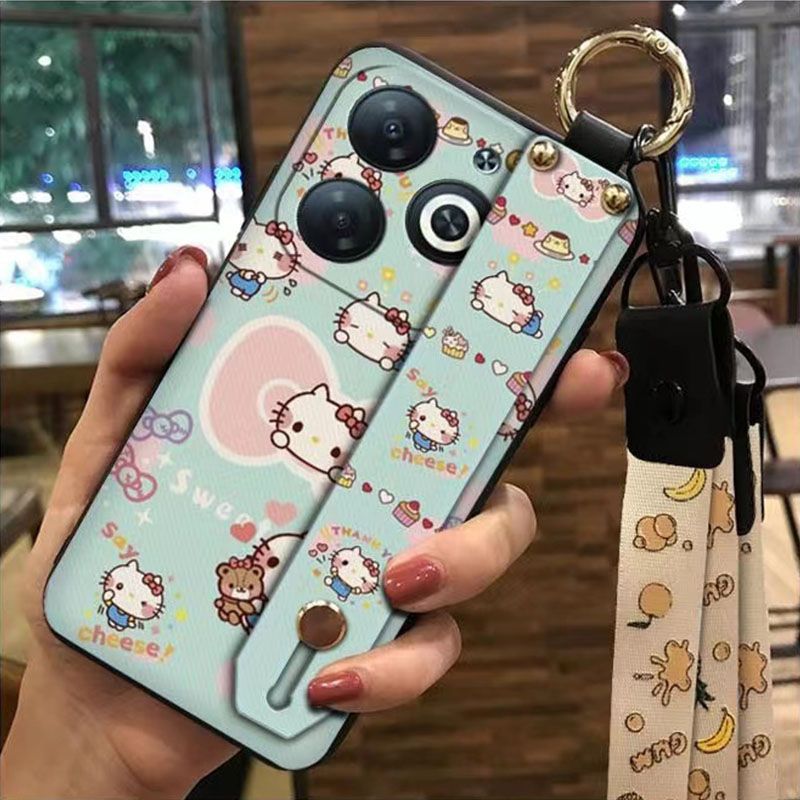 3D Cool Fashion Trendy Wristband Phone Case For itel P55 -4G Hand Strap Soft Holder Cover & Lanyard