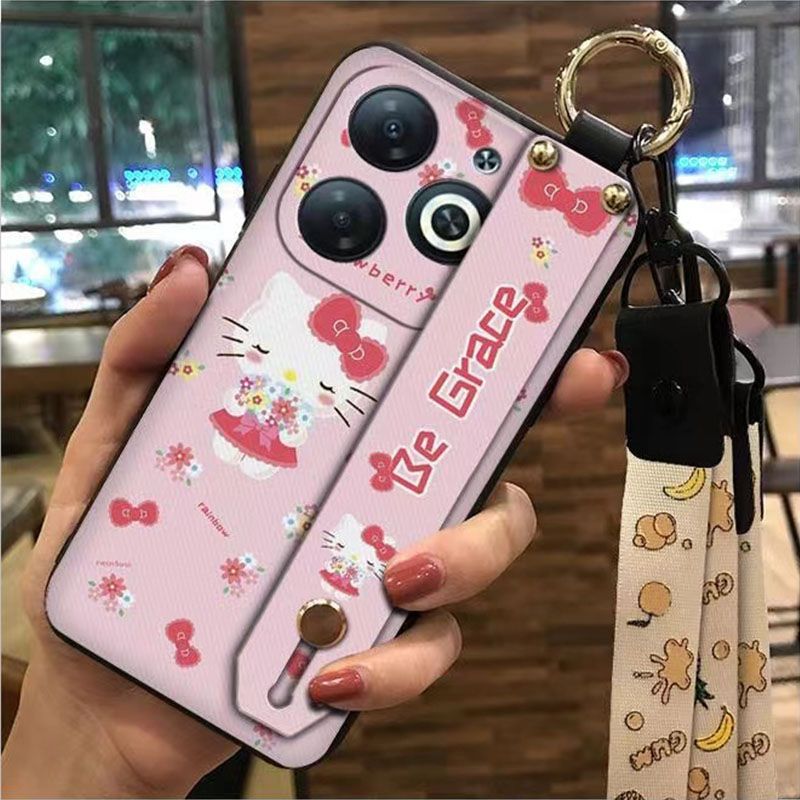 3D Cool Fashion Trendy Wristband Phone Case For itel P55 -4G Hand Strap Soft Holder Cover & Lanyard