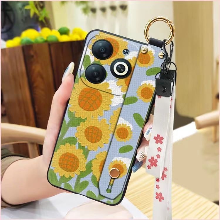 3D Cool Fashion Trendy Wristband Phone Case For itel P55 -4G Hand Strap Soft Holder Cover & Lanyard