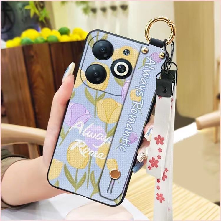 3D Cool Fashion Trendy Wristband Phone Case For itel P55 -4G Hand Strap Soft Holder Cover & Lanyard