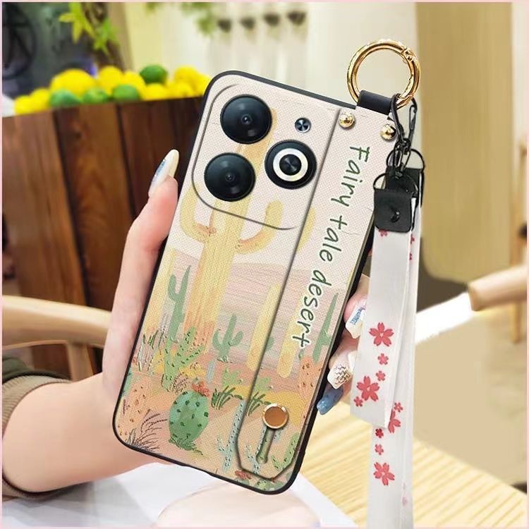 3D Cool Fashion Trendy Wristband Phone Case For itel P55 -4G Hand Strap Soft Holder Cover & Lanyard