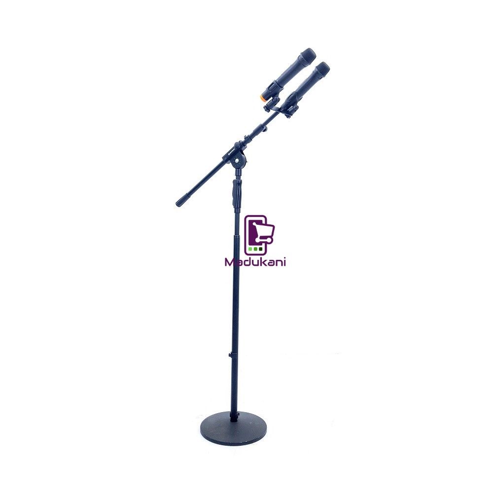 2 Mic Heavy Duty Microphone Stand with Cast Iron Round Base