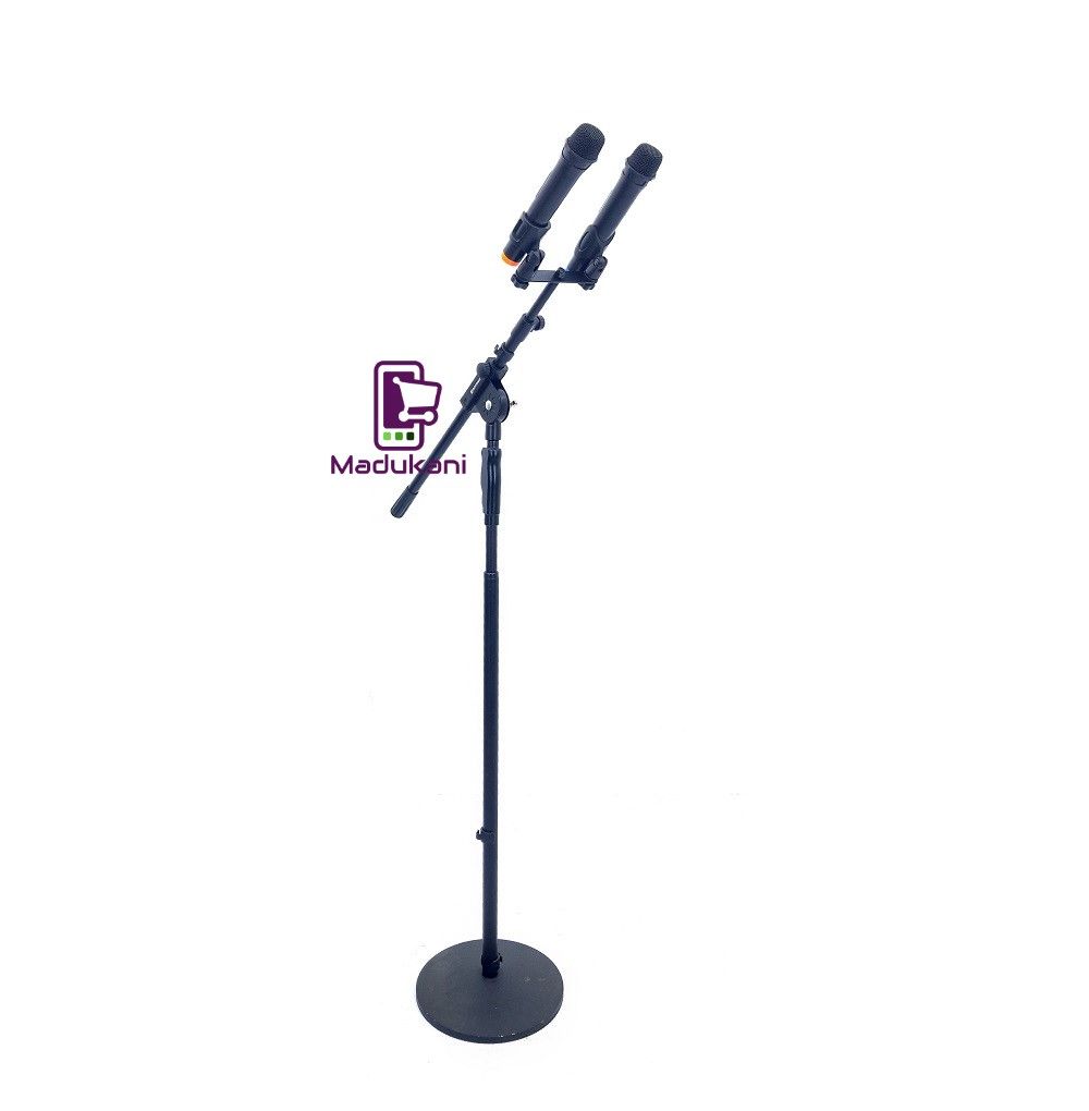 2 Mic Heavy Duty Microphone Stand with Cast Iron Round Base