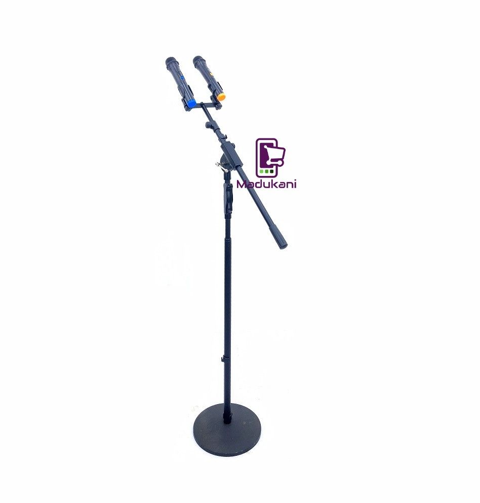2 Mic Heavy Duty Microphone Stand with Cast Iron Round Base