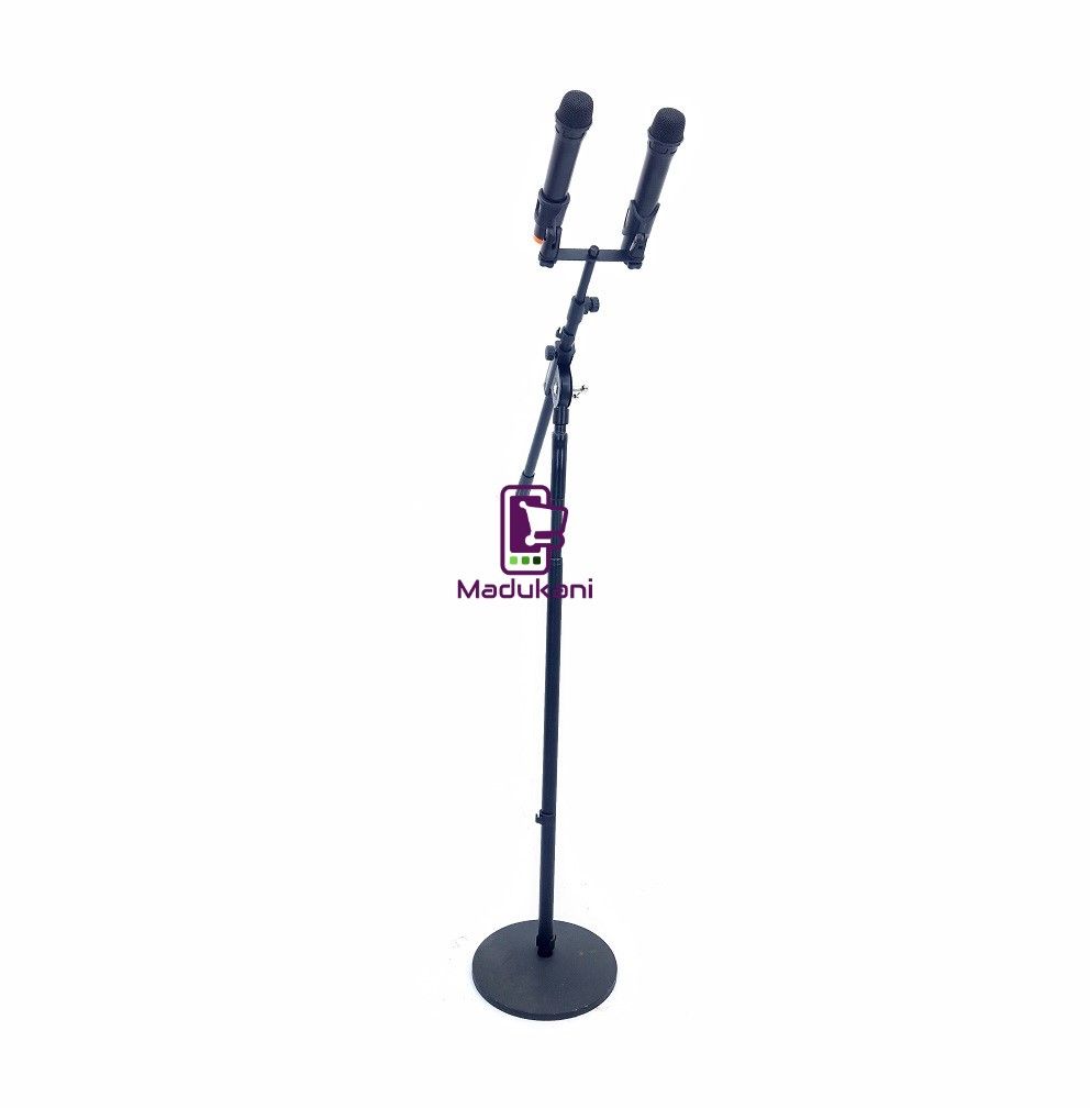 2 Mic Heavy Duty Microphone Stand with Cast Iron Round Base