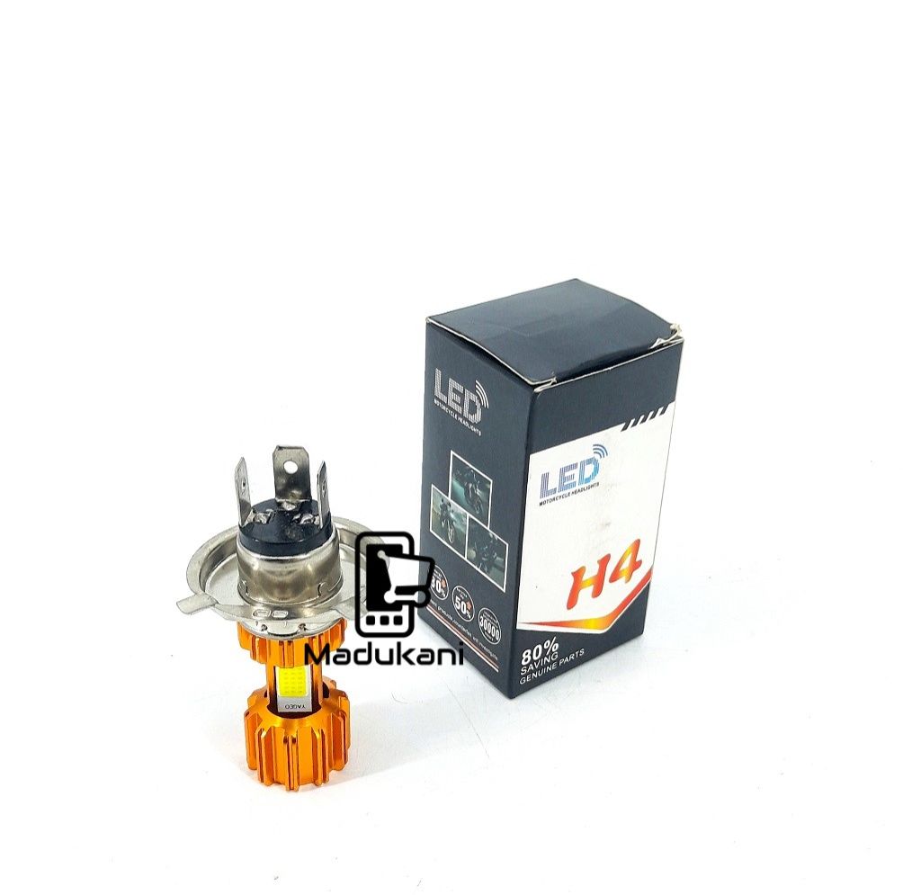 Fanless H4 LED Headlight Bulb Pair with HI-LOW Full and Dim Functions