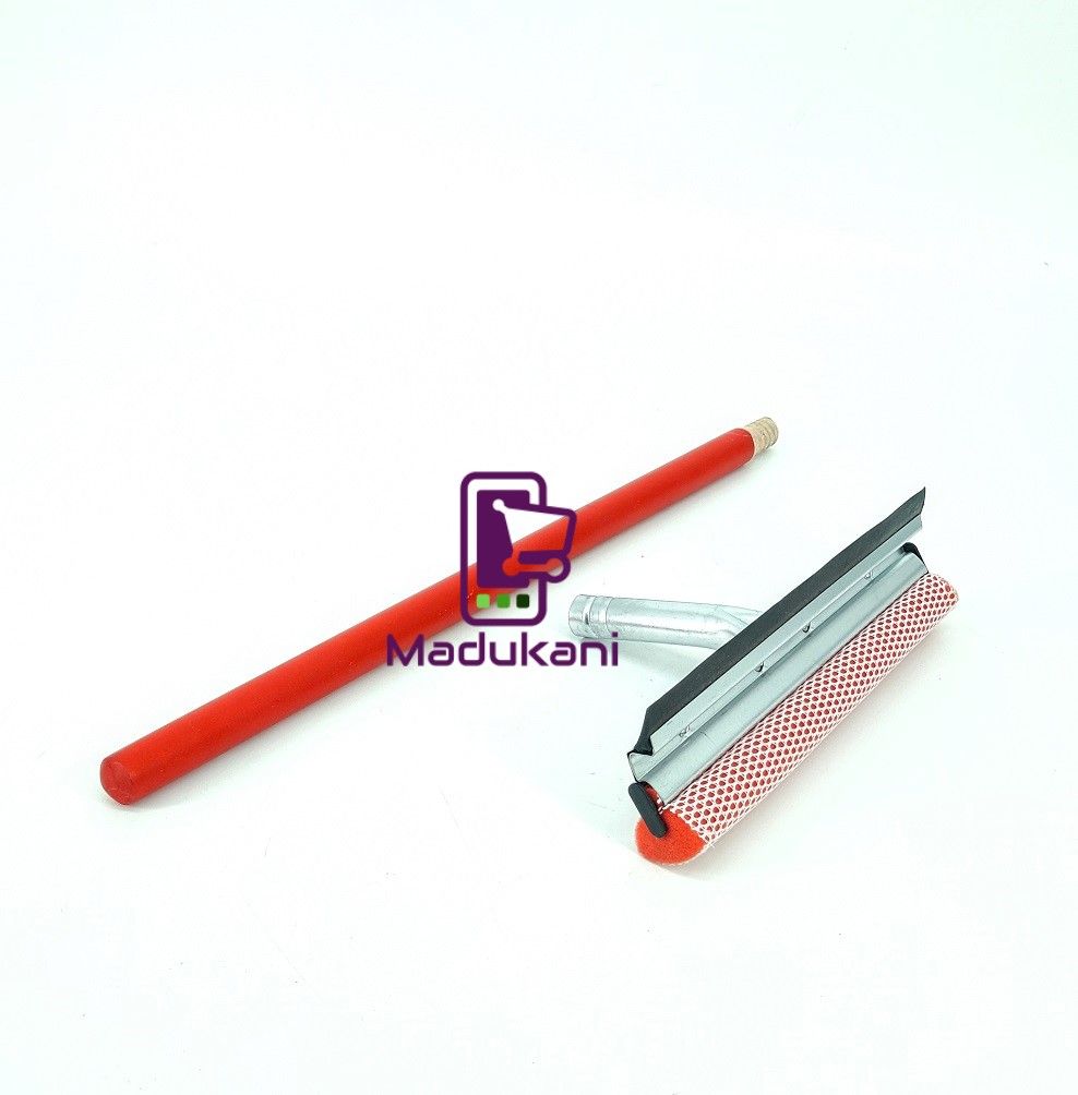 2ft Heavy Duty Sponge and Squeegee Window Cleaner with Wooden Handle