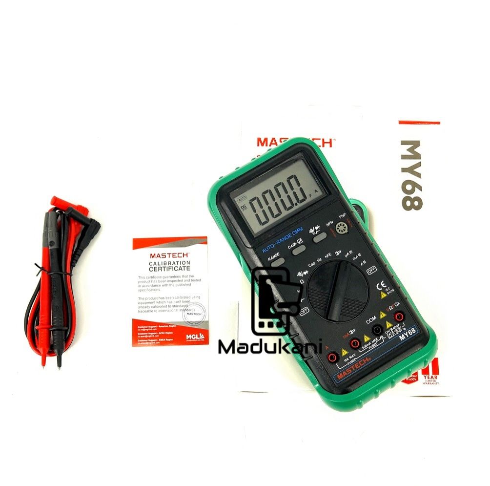 Mastech MY68 Auto Range Digital Multimeter with Capacitance, Frequency, hFE, Calibration Certificate