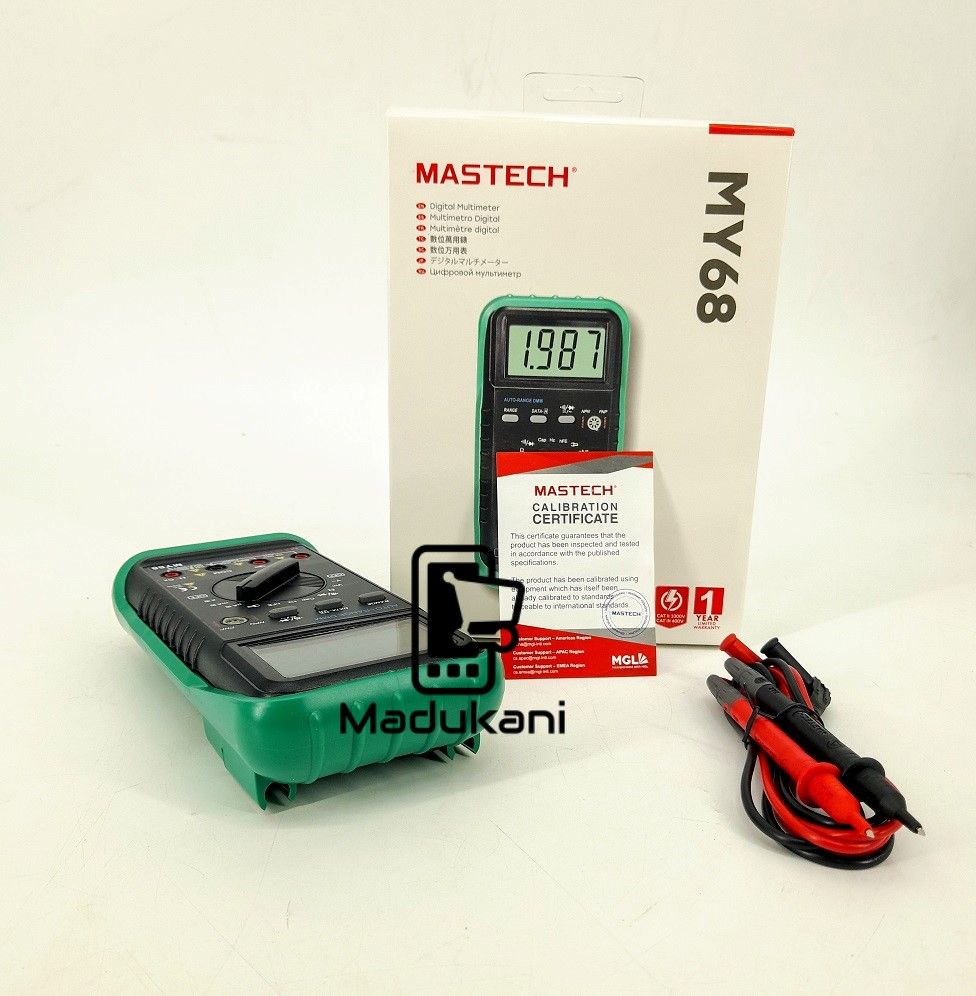 Mastech MY68 Auto Range Digital Multimeter with Capacitance, Frequency, hFE, Calibration Certificate