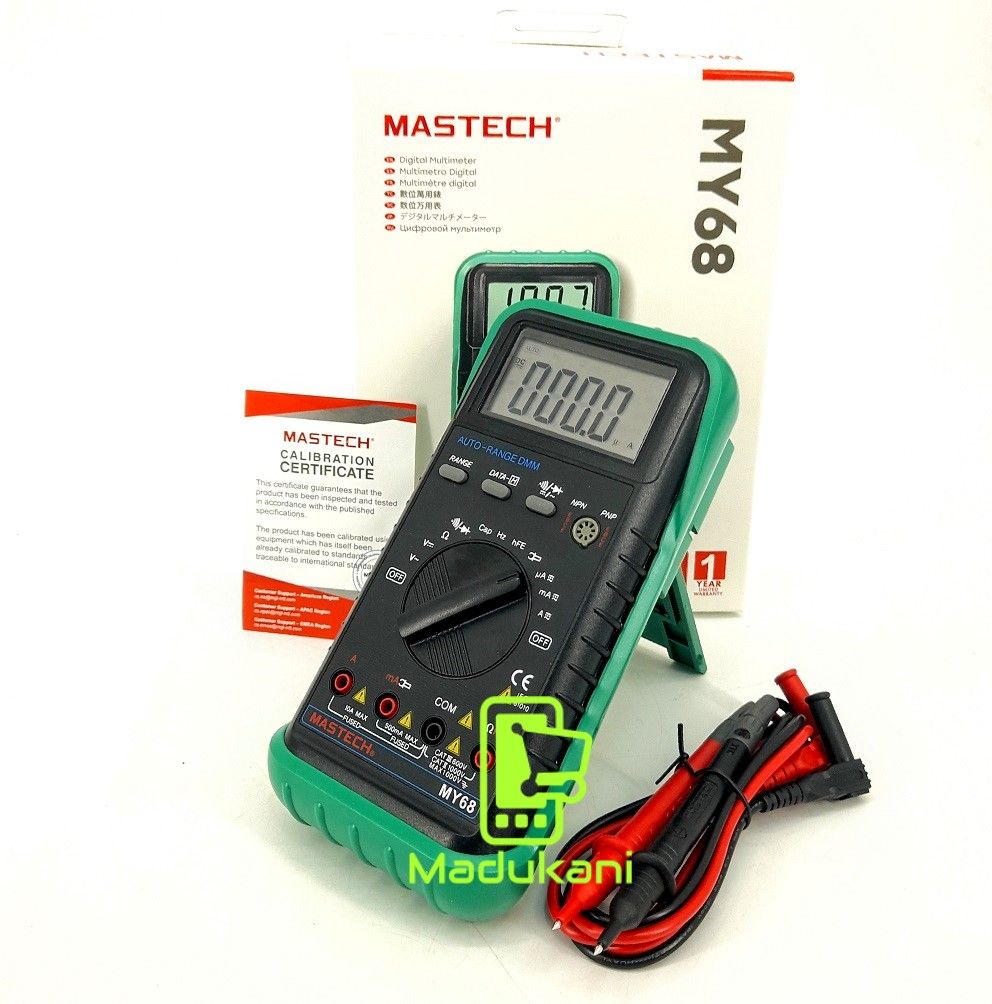 Mastech MY68 Auto Range Digital Multimeter with Capacitance, Frequency, hFE, Calibration Certificate