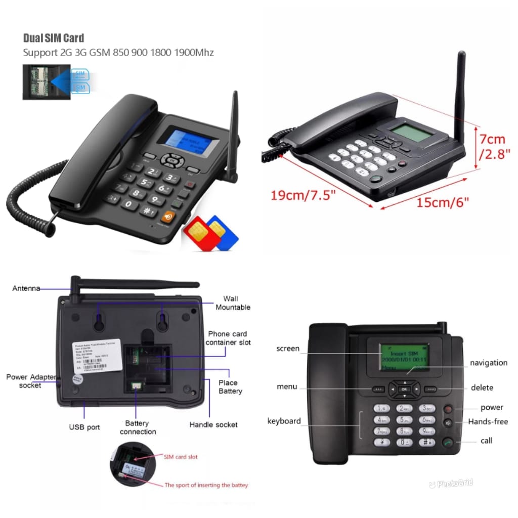 Bontel Wireless Landline phones Load credit normal way comes with Dual simcard Uses any line eg safaricom,airtel or telcom call and receive calls and text messages listen to radio...torch...set alarm clock