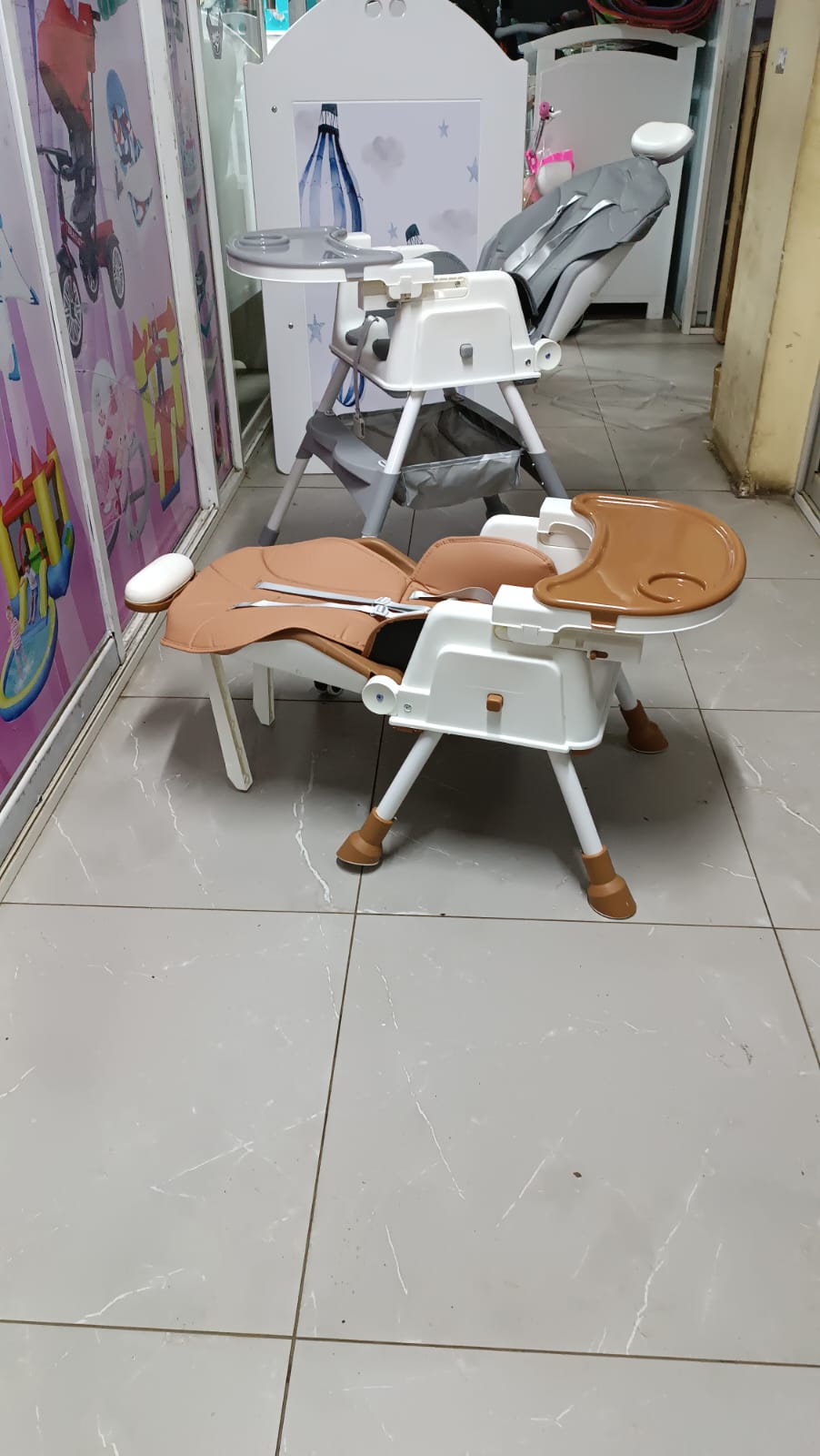 THE LATEST  only  the baby will feed,rest and sleep  in the same feeding  chair. It has wheels, it's foldable, has headrest  with a soft pad,