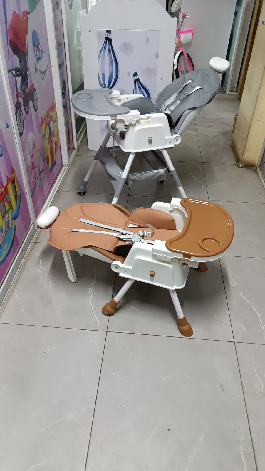 THE LATEST  only  the baby will feed,rest and sleep  in the same feeding  chair. It has wheels, it's foldable, has headrest  with a soft pad,