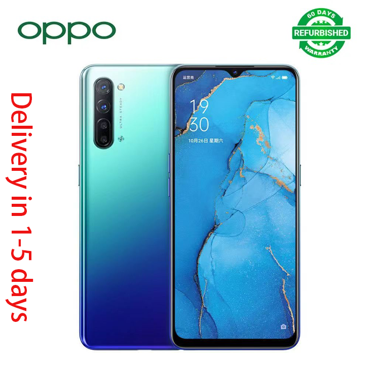 Refurbished OPPO Reno3 5g Smartphone 6.4 Inch 4025mAh Back Camera 64MP Front Camera 32MP Dual SIM 8GB+128GB Face ID (No Fingerprint)