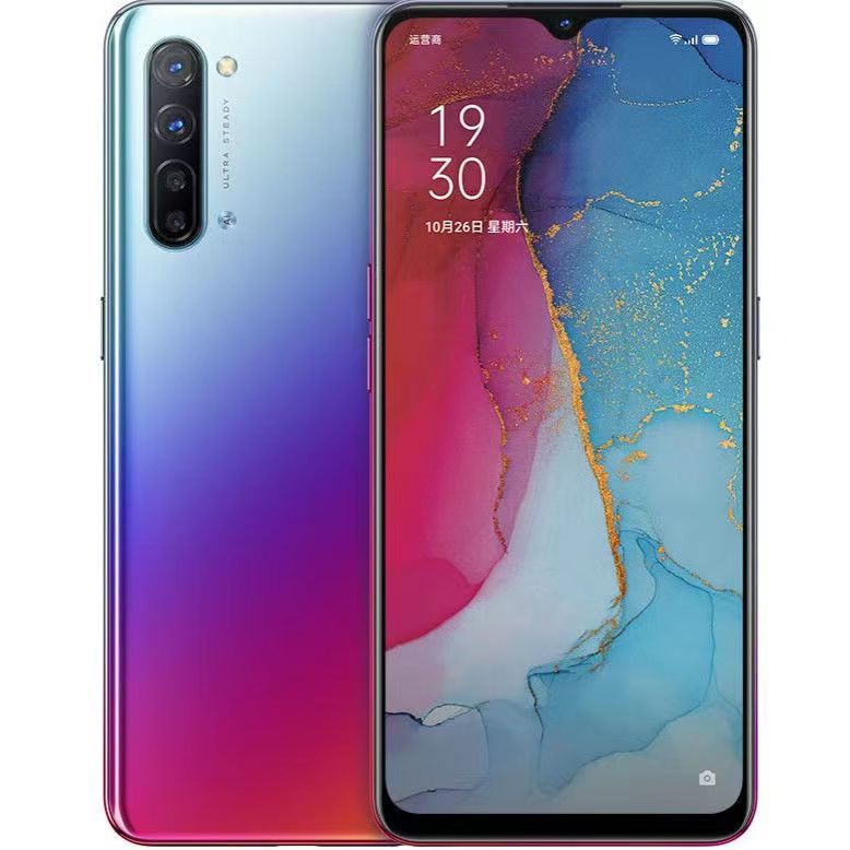 Refurbished OPPO Reno3 5g Smartphone 6.4 Inch 4025mAh Back Camera 64MP Front Camera 32MP Dual SIM 8GB+128GB Face ID (No Fingerprint)
