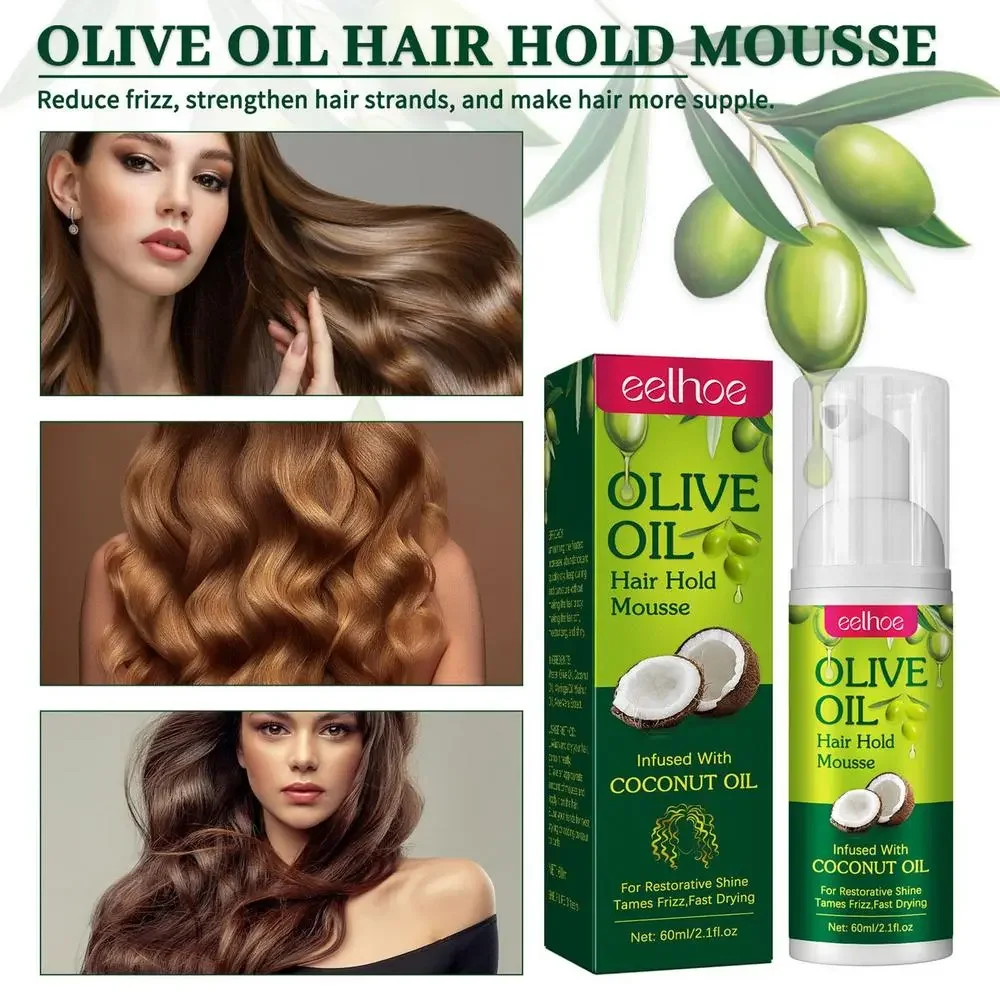 Olive Oil Shaping Cream Curly Hair Mousse Hydrating Prevent Dryness Nourishing Elastin