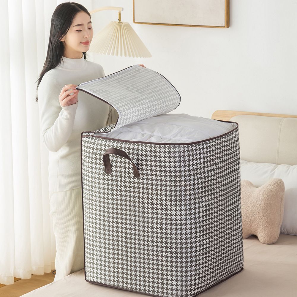 2PCS（1PC 100L/ 50*40*50cm+1PC 140L/55*45*55cm）Thick Big non-woven storage bag waterproof moisture-proof thickened duvet storage bag clothing sorting bag Travelling Bags