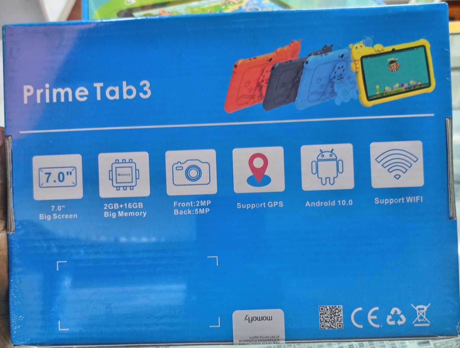 MOMOFLY PRIME TAB  7.0''BIG SCREEN 2GB+16GB Android 10.0 Tablet PC For Kids Dual Cameras,Kids Leaning&GameTablet, support WiFi with protection case [ NO SIM SLOT ]